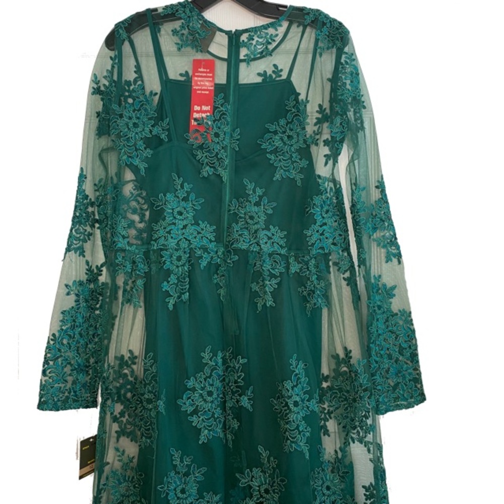 Taylor green embroidered long sleeve dress